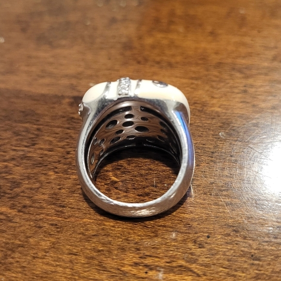 Belle Etoile Galaxy Sterling Silver Beige Enamel CZ RING Size 7 - Picture 3 of 6